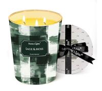 HomeLights Velas de 3 mechas para el hogar perfumadas Vela de mezcla de cera de soja de 34oz, fragancia duradera, diseño minimalista escandinavo, regalos de inauguración, salvia y musgo