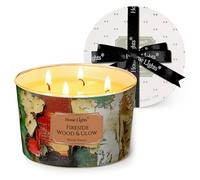 HomeLights Velas de 4 mechas para el hogar Vela de mezcla de cera de soja de 18oz con fragancia duradera, decoración industrial chic del hogar y regalos de inauguración, Madera Chimenea y Brillo