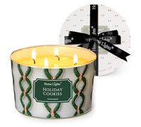 HomeLights Velas de 4 mechas para el hogar Vela de mezcla de cera de soja de 18oz con fragancia duradera, decoración rústica moderna del hogar y regalos de inauguración, Galletas navideñas