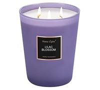 HomeLights - Velas de soja altamente perfumadas, grandes, 32 onzas para el hogar, 3 mechas de algodón, sin humo, de larga duración, 130 horas en flor de lila. 5 x 6, gran regalo para mujeres y hombres