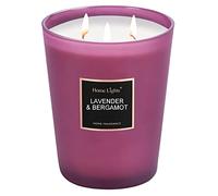 HomeLights Velas de soja altamente perfumadas, grandes, 33.3 oz para el hogar, 3 mechas de algodón, sin humo, de larga duración, 130 horas en lavanda y bergamota, regalo para mujeres y hombres