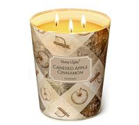HomeLights Velas perfumadas | Large Jar 960g Vela de soja natural | 130 horas de larga duración con 3 Wicks | Bohemian Natural para la decoración del hogar Manzana Confitada y Canela