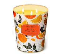 HomeLights Velas perfumadas | Large Jar 960g Vela de soja natural | 130 horas de larga duración con 3 Wicks | Bohemian Natural para la decoración del hogar Salvia de madera cítrica