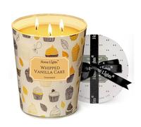 HomeLights Velas perfumadas | Large Jar 960g Vela de soja natural | 130 horas de larga duración con 3 Wicks | Bohemian Natural para la decoración del hogar Pastel de Vainilla Batida