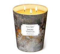 HomeLights Velas perfumadas | Large Jar 960g Vela de soja natural | 130 horas de larga duración con 3 Wicks | Bohemian Natural para la decoración del hogar Vainilla Ahumada