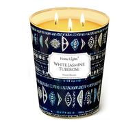 HomeLights Velas perfumadas | Large Jar 960g Vela de soja natural | 130 horas de larga duración con 3 Wicks | Bohemian Natural para la decoración del hogar Jazmín Blanco Nardo