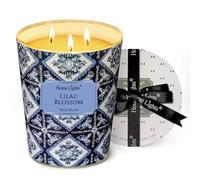 HomeLights Velas perfumadas | Large Jar 960g Vela de soja natural | 130 horas de larga duración con 3 Wicks | Bohemian Natural para la decoración del hogar Flor de lila