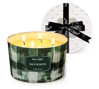 HomeLights Velas perfumadas para mujer y hombre, frascos de 18oz, aromaterapia, vela de 4 mechas, ideal para decoración y regalos con diseño minimalista escandinavo, salvia y musgo