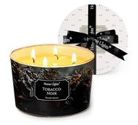 HomeLights Velas perfumadas para mujer y hombre, frascos de 18oz, aromaterapia, vela de 4 mechas, ideal para decoración y regalos con un estilo industrial chic, fragancia Tabaco negro
