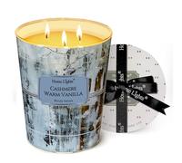 HomeLights Velas perfumadas para mujeres y hombres, frascos de 34oz, aromaterapia, vela de 3 mechas, ideal para decoración y regalos con un estilo industrial chic, Vainilla Cálida Cachemira