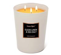 HomeLights - Velas perfumadas, tarro grande, velas de soja natural, de larga duración de 130 horas, vela de aromaterapia de regalo para mujeres y hombres, Ropa de Cama Limpia Y Sal Marina
