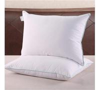 Homelike Moment - Juego de 2 Cojines Cama, Almohadas de Plumón de Plumas para Dormir, 100% Algodón, Tamaño Queen King