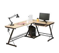 homelikesport Escritorio de Oficina en Forma de L de 161 x 120 x 73 cm, Escritorio de Esquina para computadora, Escritorio de Oficina para Juegos, Escritorio Grande de Madera con Estante extraíble