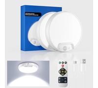 Homelist Plafon LED Techo con Sensor de Movimiento, Lampara Techo sin Cables para Baño Con Mando a Distancia, 8000mAh Luz de Ducha Recargable con Batería, Porche, Escaleras, Garaje, 2 Paquetes
