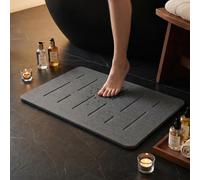 Homellence Alfombra Diatomita Baño 60x39 cm Secado Rápido Antideslizante Higiénica - Alfombrilla Diatomita Antibacteriana Absorbente - Alfombra Baño Piedra - Stone Bath Mat (Linear Luxury)