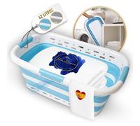 Homellence Cesta Plegable para Ropa Limpia y Sucia 42L - Cesta Ropa Plegable Colada Grande con 3 Asas - Cesto Flexible Colada sin BPA - Barreño Grande Camping - Ahorra Espacio (Azul)