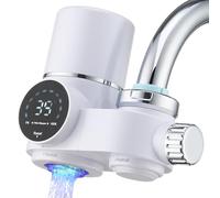 HOMELODY Filtro de agua potable, grifo con filtro de agua con indicador LED, elimina el cloro, metales pesados y mal sabor, grifo con filtro de cal con luz azul para cocina (1 filtro)