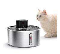 HOMELODY Fuente para gatos inalámbrica de acero inoxidable, 3,2 L, con batería, hasta 120 días, funcionamiento con sensor, silenciosa, con sistema de filtro de 5 compartimentos para gatos y perros