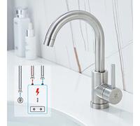 HOMELODY Grifo de baja presión para baño/cocina, giratorio 360°, grifo monomando para lavabo, grifo mezclador de acero inoxidable