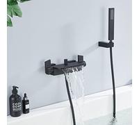 HOMELODY Grifo de Bañera Cascada Nero con Ducha Monomando Cascada Griferia Ducha Grifo