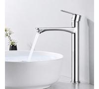 HOMELODY Grifo de baño cromado alto, sin plomo, grifo de lavabo para baño
