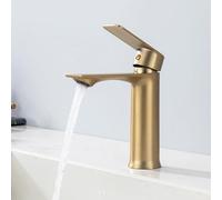 HOMELODY Grifo de baño dorado cepillado, monomando para agua caliente y fría, grifo de lavabo con burbuja extraíble, para baños modernos y lujosos