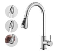 HOMELODY Grifo de cocina de acero inoxidable con alcachofa extraíble