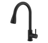 HOMELODY Grifo de cocina negro con alcachofa extraíble