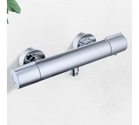 HOMELODY Grifo de ducha con termostato - Grifo mezclador de pared con botón de seguridad de 38 °C, cromo, grifo mezclador de ducha, termostato, de acero inoxidable