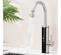 HOMELODY Grifo Eléctrico 230V con Calentador Instantáneo, Grifo de Cocina con Control Táctil de Temperatura y Pantalla LED, Grifo Antisalpicaduras de Acero Inoxidable, Ideal para Cocina