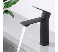 HOMELODY Grifo Lavabo Negro Grifo Mezclador Monomando Cuadrado Grifo de baño Acero inoxidable Grifería para Lavabo