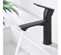 HOMELODY Grifo Lavabo Negro Grifo Mezclador Monomando Cuadrado Grifo de baño Acero inoxidable Grifería para Lavabo