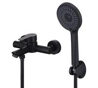 HOMELODY Grifo para bañera con ducha de mano, color negro mate, grifo mezclador para bañera de pared