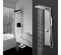 HOMELODY - Panel de ducha con 4 funciones de lluvia, juego de ducha con ducha de mano, ducha de lluvia, ducha de masaje, ducha cascada, juego completo