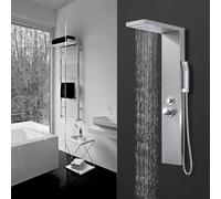 HOMELODY Panel de ducha, grifo de ducha de 4 funciones, juego completo con grifo de ducha, incluyendo ducha de lluvia, ducha de masaje, ducha de mano y entrada de bañera, adecuado para el baño, de