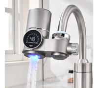 HOMELODY Purificador de Agua, Dosificador Grifo, Filtro de Agua Potable para el Hogar, Cocina, con Indicador LED, Elimina Cloro, Metales Pesados y Mal Sabor, Filtro con Luz Azul (Incluye 1