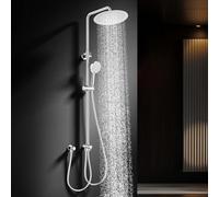 HOMELODY Sistema de ducha con efecto lluvia sin grifo, juego de ducha efecto lluvia de 300mm de acero inoxidable, ajustable en altura, juego de ducha con 3 tipos de chorro, sistema de ducha, juego de
