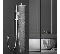 HOMELODY - Sistema de ducha de lluvia sin grifo cromado - Sistema de ducha de acero inoxidable - Ideal para renovación - Columna de ducha ajustable sin termostato - Kit de ducha cuadrado