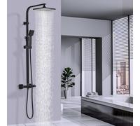 HOMELODY Sistema de Ducha Moderna con Termostato, Grifo Lavacabezas de Acero Inoxidable, Ducha de Lluvia con Grifo, Incluye Ducha de Mano ABS, Alcachofa de Ducha, Barra Ajustable