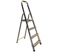 Escalera Plegable, Escalera 4 Peldaños, Escalera Aluminio, Escalera Profesional Carga 150Kg, Escalera Aluminio 4 Peldaños, Escaleras Plegables Altura de Trabajo 2,46M, Escalera 4 Peldaños Aluminio