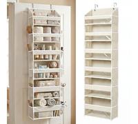 HOMELUX THEORY 1 PC Heavy Duty Over the Door Organizer 55x14x6.7, 6 Large Front & 12 Side Pockets, Hanging Storage Closet Door Organizer for Bedroom, Bathroom and Baby Nursery Storage (Ivory)