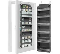 HOMELUX THEORY 1PC Heavy Duty Over the Door Organizer 55x14x6.7, 6 Large Front & 12 Side Pockets, Hanging Storage Closet Door Organizer for Bedroom, Bathroom and Baby Nursery Storage (Dark Gray)