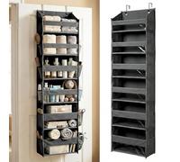 HOMELUX THEORY 1PC Heavy Duty Over the Door Organizer 55x14x6.7, 6 Large Front & 12 Side Pockets, Hanging Storage Closet Door Organizer for Bedroom, Bathroom and Baby Nursery Storage (Dark Gray)