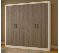 Homely | Armario de Puertas batientes Coimbra 196 | Acabado Laminado sintético Color Pina y Puertas Trufle de Sonoma | Medidas 196x49. Altura 208 cm. | Diseño Funcional