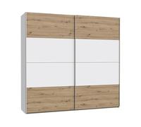 Homely | Armario de Puertas correderas DOMY 220 | Acabado Laminado sintético Color Roble Artisan/Blanco Mate | Medidas 220x61,2. Altura 210 cm. | Diseño Funcional