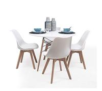 Homely - Conjunto de Comedor Tower 100 Day Mesa Redonda de 100 cm y 4 sillas Day (Blanco)