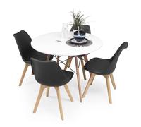 Homely® Conjunto de Comedor Tower-Day 100 Madera |4 sillas de Comedor Nórdicas Day | Mesa Tower lacada 100 cm. | Diseño NÓRDICO ESCANDINAVO | Pack de Comedor o Cocina| Color Negro