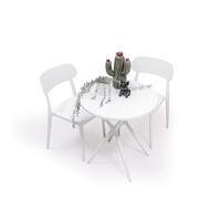 Homely® Conjunto de jardín con Mesa Redonda velador JARA 65 + 2 Sillas | Diseño Moderno y apilable | Silla de terraza, jardín, balcón | Silla de PP plástico Resistente y Limpieza facíl | Color Blanco