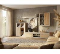 Homely® Conjunto Modular Formentera Cashmere | Salón con 4 Muebles: TV, Bajo, Alto y Estantería Alta | Color Cashmere-Roble | Medidas 270x40x220 cm