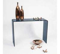 Homely® Mesa Consola Murano 100x35x75 cm. | Cristal Curvado Templado de una Pieza Grosor 10mm. | Diseño Minimalista Ideal para estancias Modernas (Gris Smoke)